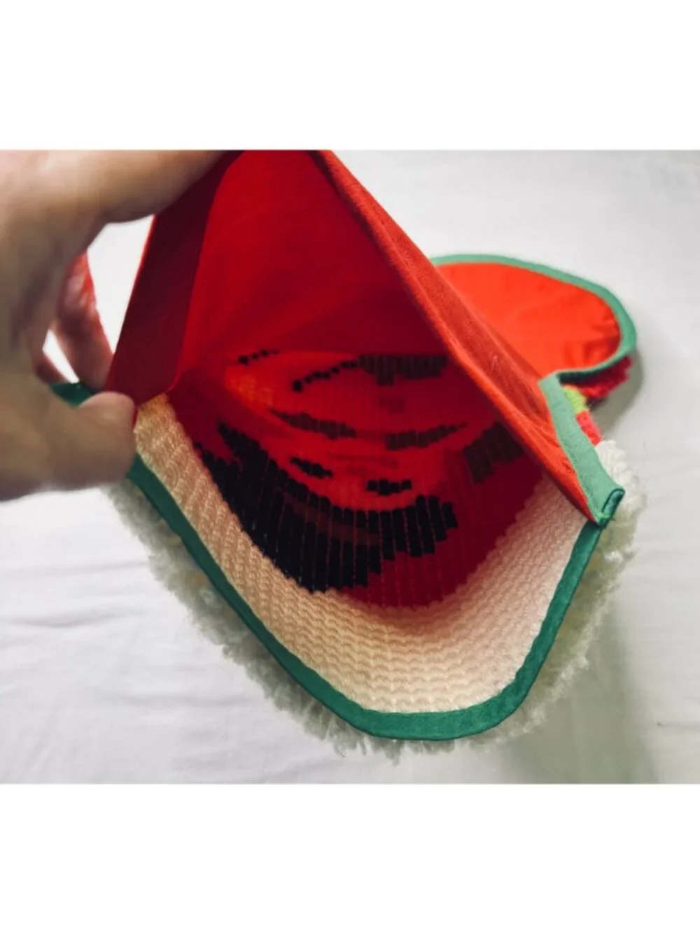 Vintage Latch Hook Snowman Christmas Stocking Handmade Red Green White
